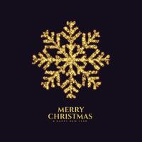 sparkling golden snowflake merry christmas greeting design vector