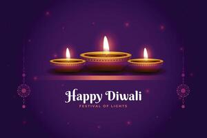 hindu festival diwali banner with realistic lamp on podium design vector