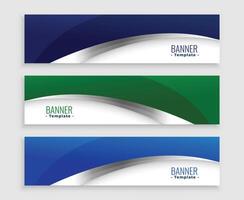 blue and green wave business banners set vector