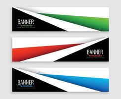 geometric modern web banners set of three vector