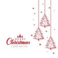 christmas wishes card with tree in line style vector
