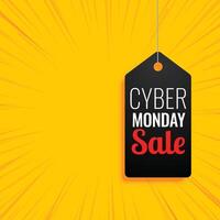 Cyber monday sale tag on yellow background vector