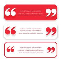 red wide quotes or testimonial template design vector