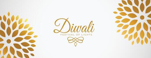 elegante contento diwali festival bandera en floral concepto vector