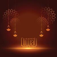 happy diwali celebration card decorative design background vector