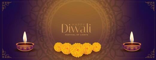 ethnic style happy diwali decorative banner design vector