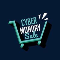 Cyber monday sale shopping cart tech background vector