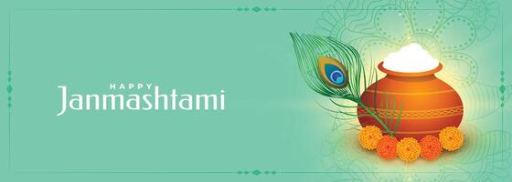 hindu festival of krishna janmashtami banner design vector