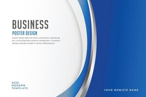 business poster design with elegant blue curve shapes vector