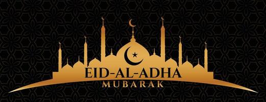 golden eid al adha bakrid festival wishes banner design vector