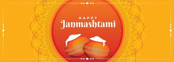 stylish hindu festival of janmashtami banner design vector