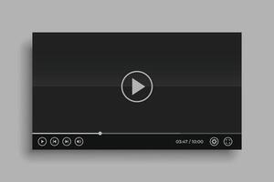 social media black video player mockup design vector