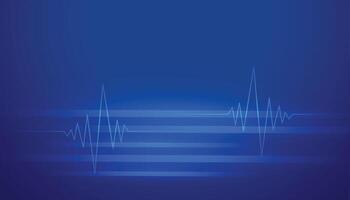 abstract blue background with glowing heartbeat lines vector