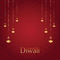 red happy diwali decorative background with text space vector