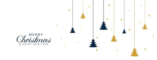 flat style merry christmas banner with tree decoration vector