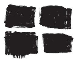 set of four black grunge distressed dirty style vector