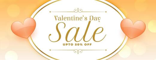 valentines day sale banner with two hearts vector