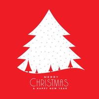 flat merry christmas red greeting card design vector