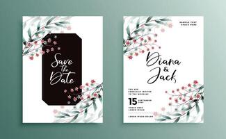 Boda invitación con hermosa flor decoración diseño vector