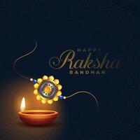 raksha Bandhan rakhi indio festival con diya diseño vector