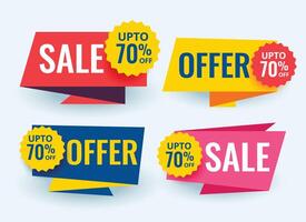 geometric sale and promotional banners tags template design vector