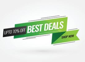 best deal promotional ribbon style green banner design vector