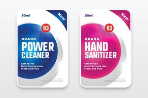 laundry detergent and hand sanitizer labels set vector