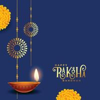 elegant raksha bandhan festival wishes card in blue background vector