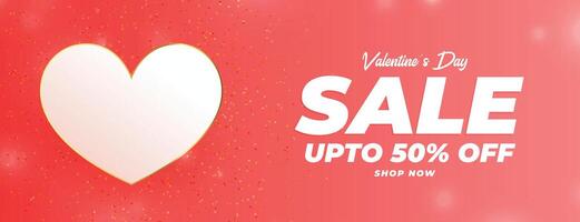 valentines day red banner with sale and offer details vector