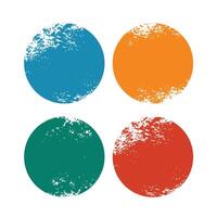 grunge afligido circular marcos en cuatro colores vector