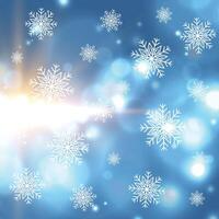 beautiful christmas winter snowflakes and bokeh lights background vector