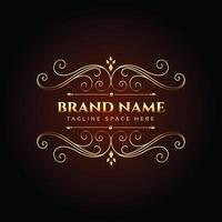 luxury brand name golden floral logo concept design vector