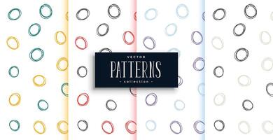 doodle circles abstract patterns set of four vector