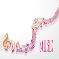 music notes line wave in colorful style design vector