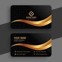 premium golden and black wavy business card design vector