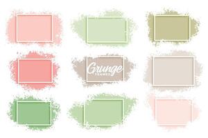 pastel color grunge abstract frames set of nine vector