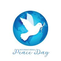 international peace day template with pigeon and globe background vector illustration