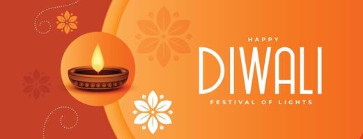 indian festival diwali banner with glowing diya design vector