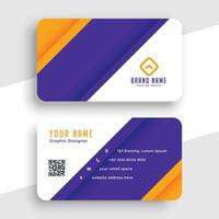 Corporate purple and yellow company business card template vector