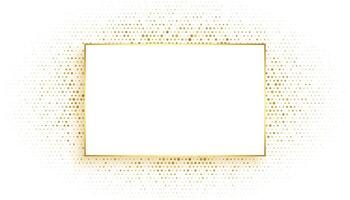 golden rectangle frame with glitter background design vector