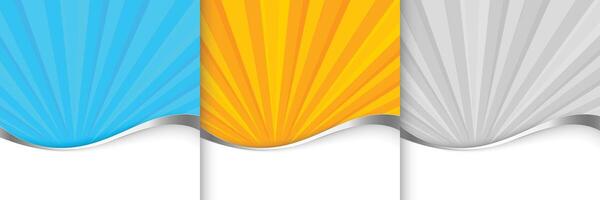 sunburst background template in orange blue and gray shade vector