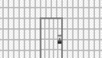 realistic metal prison bars with jail door vector