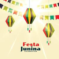 hanging festa junina decorative lantern celebration background vector