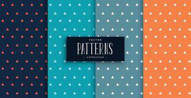 small triangles cute patterns set in four colors vector
