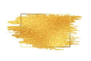golden paint brush stroke with foil texture frame vector