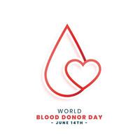 line style drop of blood and heart concept for world blood donor day vector