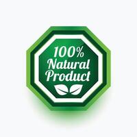 natural product green label or sticker design vector