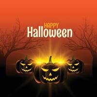 happy halloween scary pumpkin festival background design vector