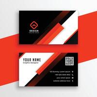 stylish red business card geometric template design vector