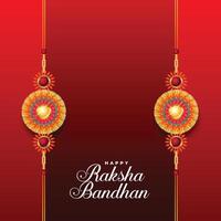 happy raksha bandhan red background with two rakhi vector